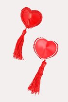 Сексуальные пэстис в форме сердец с кисточками, цвет красный - Erolanta