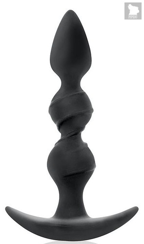 Черная витая пробка-елочка с ограничителем - 16 см., цвет черный - Bioritm
