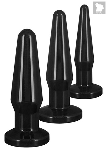 Набор из 3 чёрных анальных пробок Best Butt Budies, цвет черный - Toy Joy