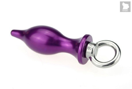Фиолетовая металлическая анальная пробка с кольцом - 7 см, цвет фиолетовый - 4sexdreaM