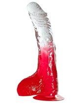 Красный фаллоимитатор с прозрачной верхней частью JELLY JOY FADE OUT DONG 8INCH - 20 см, цвет красный - Dream toys