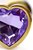 Золотистая анальная втулка с фиолетовым кристаллом-сердечком - 7 см., цвет фиолетовый - Toyfa