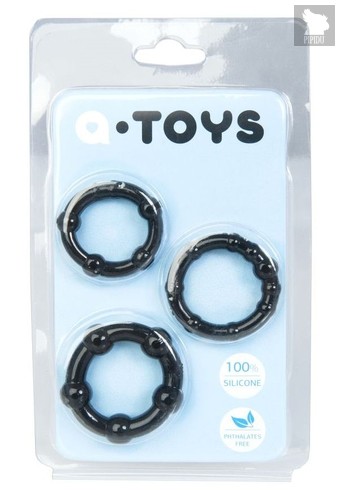 Набор A-toys из 3 эрекционных колец, цвет черный - Toyfa