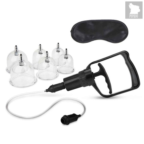 Набор из 6 вакуумных банок с насосом Erotic Suction Cupping Set, цвет прозрачный - Lux Fetish