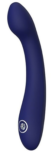 Синий изогнутый вибромассажер HYBRIS - 21 см., цвет синий - Dream toys
