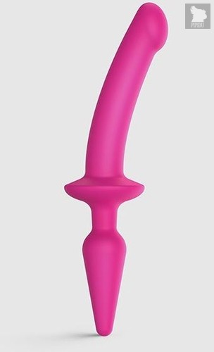 Розовый двусторонний фаллоимитатор Strap-On-Me Dildo Plug-In Switch size S, цвет розовый - Strap-on-me