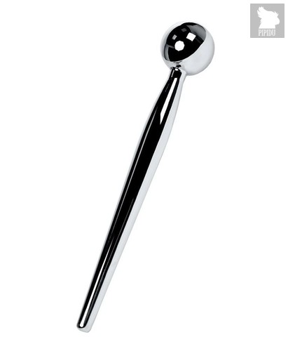 Серебристый уретральный плаг с ограничителем-шариком Metal - 9,5 см., цвет серебряный - Toyfa