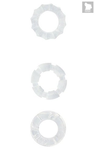 Набор из 3 прозрачных эрекционных колец MENZSTUFF STRETCHY COCK RINGS, цвет прозрачный - Dream toys