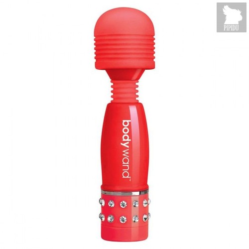 Красный жезловый мини-вибратор с кристаллами Mini Massager Love Edition, цвет красный - Bodywand