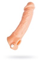 Удлиняющая насадка на пенис с вибрацией - 18,5 см, цвет телесный - Toyfa