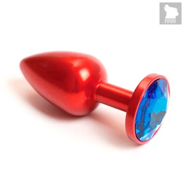 Анальная пробка Metal Red 3.5 кристаллом, цвет красный - Luxurious Tail