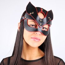 Черно-красная игровая маска с ушками, цвет красный/черный - Bioritm