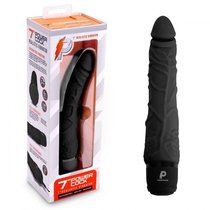 Черный вибратор-реалистик 7" Realistic Vibrator - 20 см., цвет черный - Powercocks