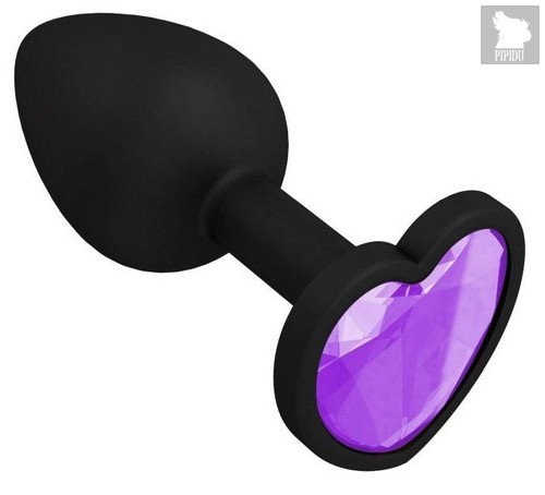 Черная силиконовая пробка с лиловым кристаллом - 7,3 см., цвет лиловый - МиФ