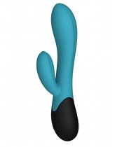 Бирюзовый вибратор с клиторальным отростком и нагревом Perseus - 20,8 см, цвет бирюзовый - Le Frivole