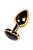 Золотистая коническая анальная пробка с черным кристаллом-сердечком - 7 см., цвет черный - Toyfa