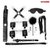 Большой набор БДСМ в черном цвете: маска, кляп, зажимы, плётка, ошейник, наручники, оковы, щекоталка, фиксатор, цвет черный - Bioritm