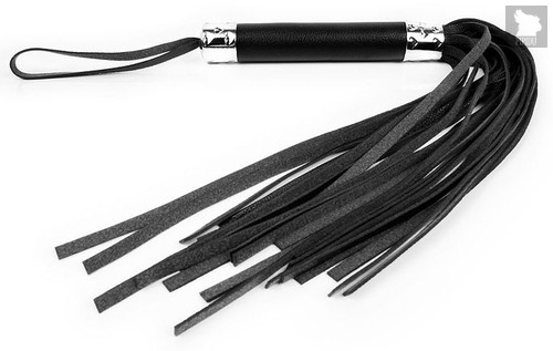 Черная многохвостая плеть с круглой ручкой - 44 см., цвет черный - Bioritm