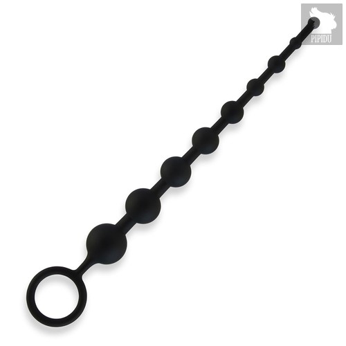 Черные силиконовые анальные бусы Silicone Anal Beads - 30 см., цвет черный - all about anal