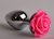 Серебристая анальная пробка с розовой розочкой - 8 см, цвет серебряный - 4sexdreaM