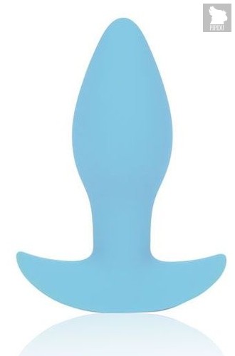 Голубая коническая анальная вибровтулка с ограничителем - 8,5 см., цвет голубой - Bioritm