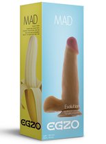 Телесный фаллоимитатор Mad Banana с мошонкой и подошвой-присоской - 18,5 см, цвет телесный - Egzo