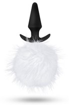 Силиконовая анальная пробка с белым заячьим хвостом Fur Pom Pom - 12,7 см, цвет белый - Blush Novelties