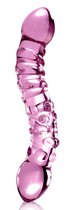 Розовый стеклянный двухголовый стимулятор Icicles №55 - 19,5 см., цвет розовый - Pipedream