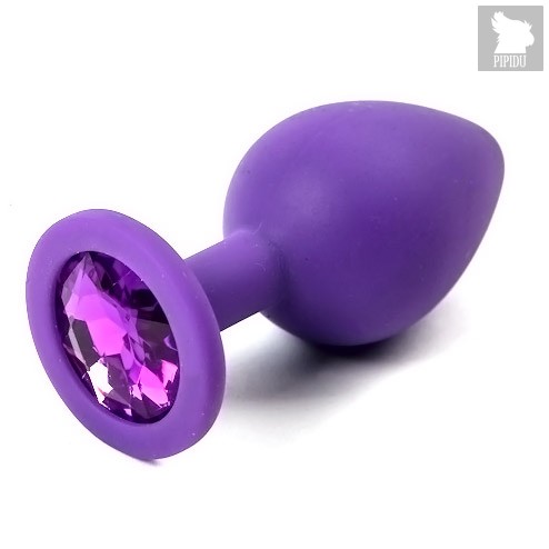 Анальная пробка Silicone Board Purple 3.5 с кристаллом, цвет сиреневый/фиолетовый - Luxurious Tail