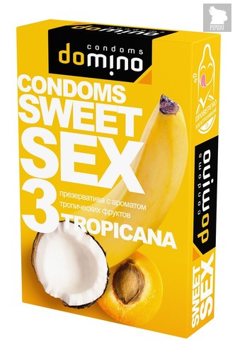 Презервативы для орального секса DOMINO Sweet Sex с ароматом тропических фруктов - 3 шт. - LUXLITE