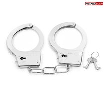 Серебристые металлические наручники на сцепке с фигурными ключиками, цвет серебряный - Bior toys