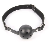 Черный кляп-шарик на регулируемом ремешке, цвет черный - Bior toys