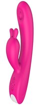 Ярко-розовый вибромассажер-кролик TAPPING BUNNY - 21,3 см., цвет розовый - Dream toys