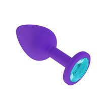 Анальная втулка силиконовая фиолетовая с голубым кристаллом маленькая, цвет фиолетовый - МиФ