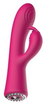 Розовый вибромассажер-кролик Lux - 20 см., цвет розовый - Shots Media