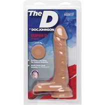 Телесный фаллоимитатор с мошонкой на присоске The D Super D 8 Vanilla - 20,3 см, цвет телесный - Doc Johnson