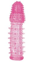Закрытая насадка розового цвета с шипами и точками - 13,5 см, цвет розовый - Toyfa