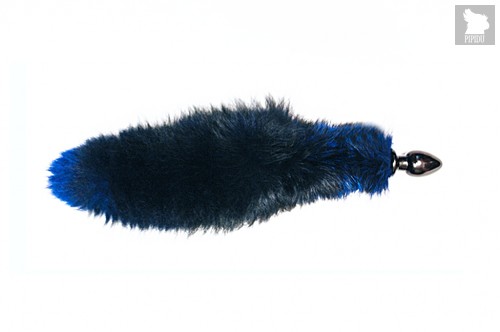 Анальная пробка с лисьим хвостом, 6 см, цвет синий - Wild Lust