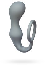 Эрекционное кольцо Double Pleasure Anal Plug с анальной пробкой, цвет серый - Lola Toys
