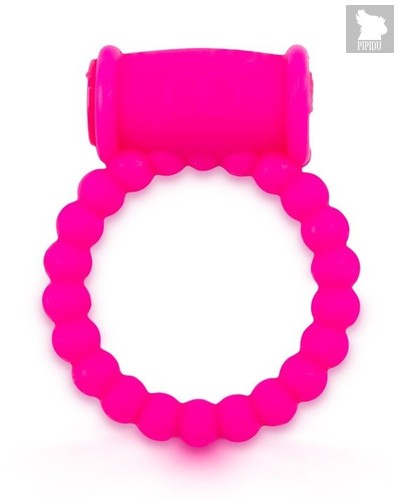 Розовое малоэластичное эрекционное кольцо с вибрацией, цвет розовый - Brazzers