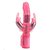 Розовый вибратор с вращающимися шариками и двумя отростками-зайцами - 25 см, цвет розовый - Seven Creations