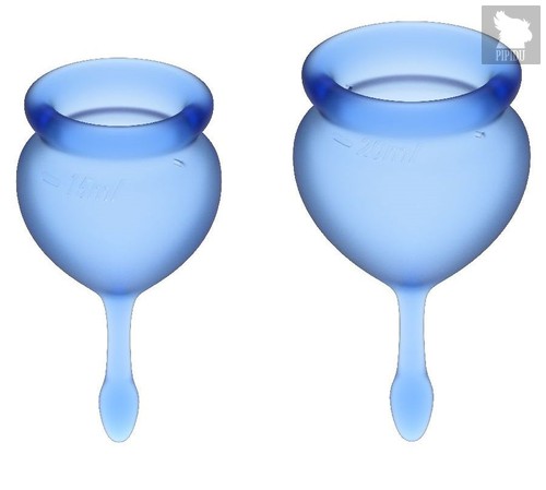 Набор синих менструальных чаш Feel good Menstrual Cup, цвет синий - Satisfyer