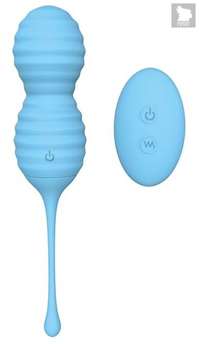 Голубые вагинальные виброшарики BEEHIVE с пультом ДУ, цвет голубой - Dream toys