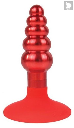 Красная анальная пробка-елочка с ограничителем - 9 см., цвет красный - Bioritm