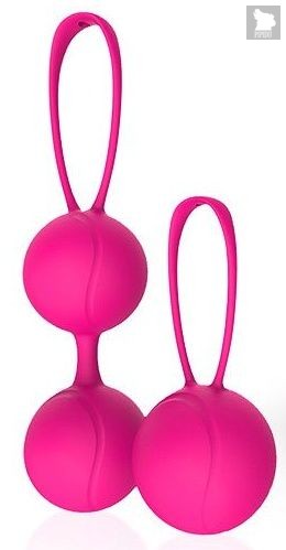 Набор из 2 розовых вагинальных шариков с петельками, цвет розовый - Bioritm
