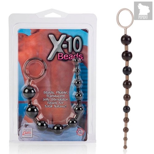 Анальная цепочка X-10 Beads, цвет черный - California Exotic Novelties