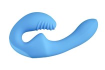 Голубой безремневой страпон с пультом ДУ - 17,5 см., цвет голубой - Главсексмаг
