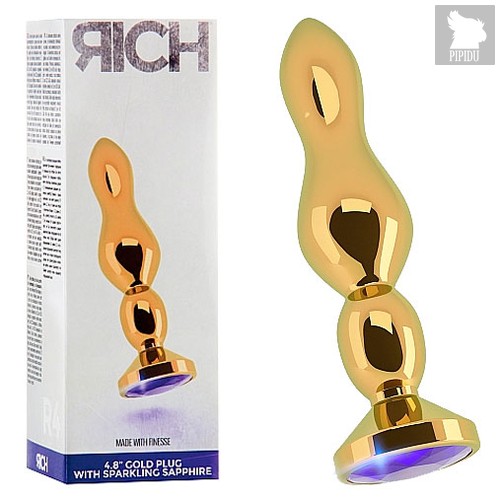 Анальная пробка 4,8" R4 RICH Gold - Purple Sapphire - Shots Media