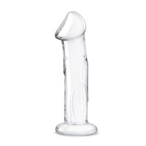 Прозрачный стеклянный фаллоимитатор 6’’ Glass Dildo With Veins & Flat Base - 15,2 см., цвет прозрачный - Gläs