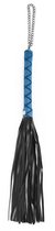Черная многохвостая плеть-флоггер с синей ручкой - 40 см., цвет синий/черный - Bioritm